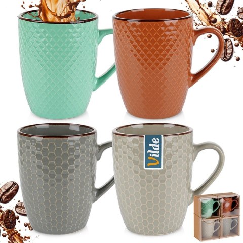 Kubki ceramiczne do kawy herbaty 400 ml zestaw kubków 4 sztuki VILDE 139672