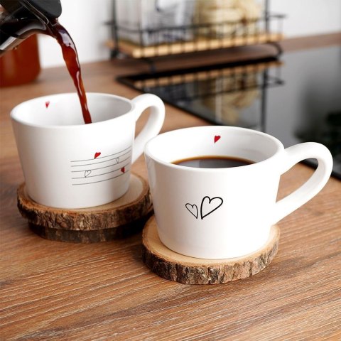 Kubki ceramiczne do kawy herbaty SERCE 210 ml zestaw kubków 2 sztuki ORION 128864