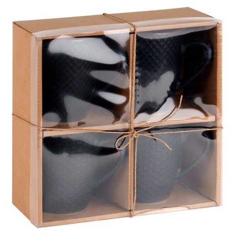 Kubki ceramiczne do kawy herbaty czarne 400 ml zestaw kubków 4 sztuki VILDE 139673