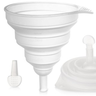 LEJEK KUCHENNY SILIKONOWY SKŁADANY 12CM Z MIARKĄ DO SŁOIKÓW BUTELEK BIAŁY KEMP ORION 120454