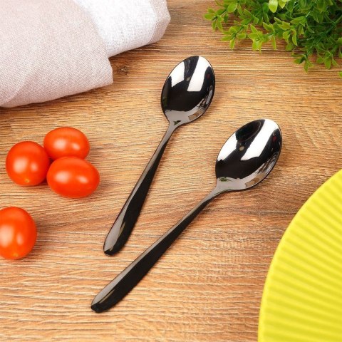 ŁYŻECZKI DO HERBATY KOMPLET ŁYŻECZEK 2 SZT SZTUĆCE STALOWE CZARNE BLACK ORION 144603