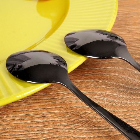 ŁYŻECZKI DO HERBATY KOMPLET ŁYŻECZEK 2 SZT SZTUĆCE STALOWE CZARNE BLACK ORION 144603