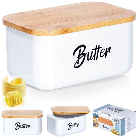 MASELNICZKA STALOWA MASELNICA BIAŁA POJEMNIK NA MASŁO VILDE 259630