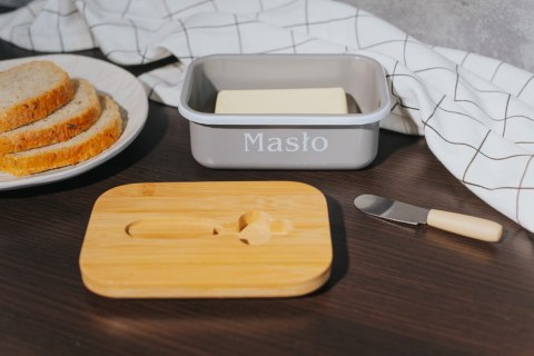 MASELNICZKA STALOWA Z NOŻEM BRUNBESTE BB-2684 SZARA