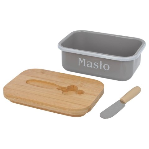 MASELNICZKA STALOWA Z NOŻEM BRUNBESTE BB-2684 SZARA