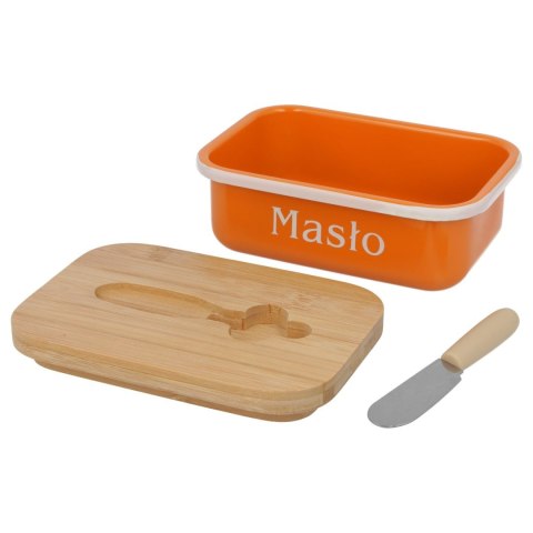 MASELNICZKA STALOWA Z NOŻEM BRUNBESTE BB-2686 POMARAŃCZOWA