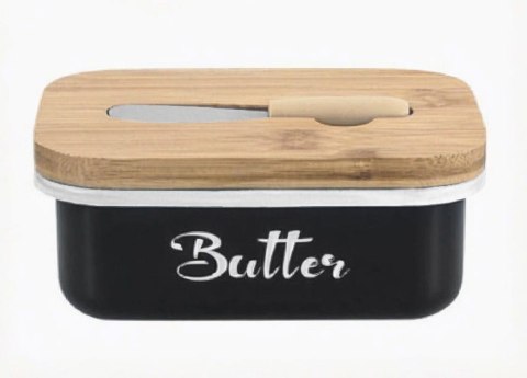 MASELNICZKA STALOWA Z NOŻEM DO MASŁA CZARNO-BIAŁA BRUNBESTE BB-2671-DE