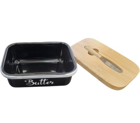 MASELNICZKA STALOWA Z NOŻEM DO MASŁA CZARNO-BIAŁA BRUNBESTE BB-2671-DE