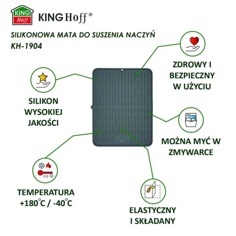 MATA DO SUSZENIA NACZYŃ SILIKONOWA 42X33CM SZARA KINGHOFF KH-1904