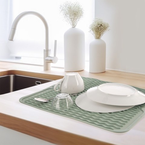 Mata do suszenia naczyń gumowa zielona ociekacz na blat 40x30.5cm ORION 155209