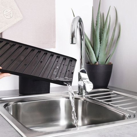 Mata ociekacz do suszenia naczyń czarna 39.5x30.5cm VILDE 229078