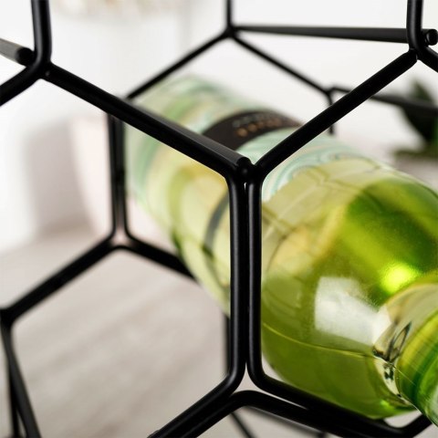 Metalowy stojak na wino butelki wina czarny do 6 butelek 29.5x28.5cm VILDE 229059