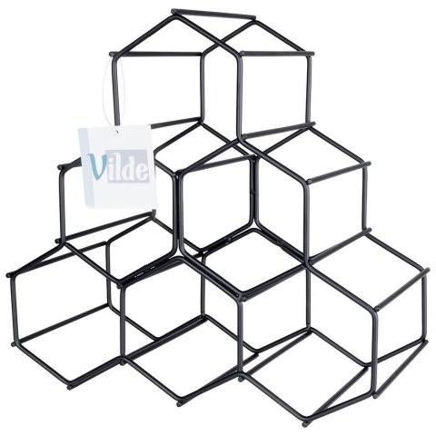 Metalowy stojak na wino butelki wina czarny do 6 butelek 29.5x28.5cm VILDE 229059