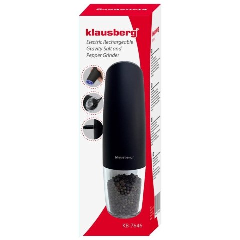 MŁYNEK GRAWITACYJNY DO SOLI I PIEPRZU AKUMULATOROWY KLAUSBERG KB-7646