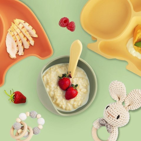 Miseczka dla dziecka dzieci silikonowa z przyssawką zielona 360ml ORION 129221