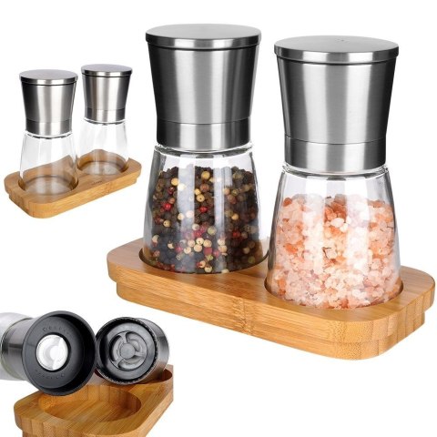 Młynki do pieprzu i soli młynek ręczny na stojaku 2x 170ml ORION 130228