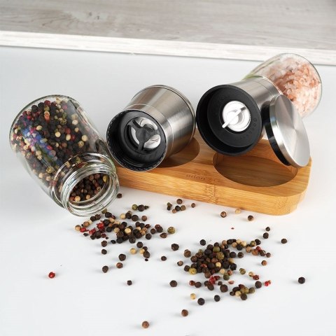 Młynki do pieprzu i soli młynek ręczny na stojaku 2x 170ml ORION 130228