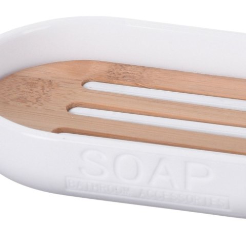 Mydelniczka bambusowa biała podstawka na mydło do mydła 13x8cm VILDE 532104