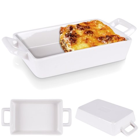 Naczynie żaroodporne porcelanowe białe prostokątne małe 20x10x4cm 300ml HIT 259200