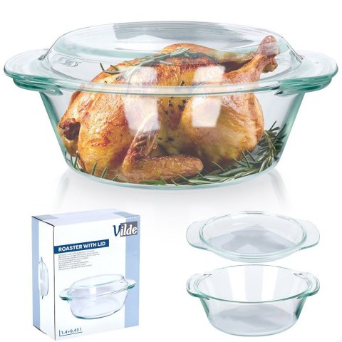 Naczynie żaroodporne z pokrywką szklane do zapiekania 1.4L + 430ml VILDE 259601