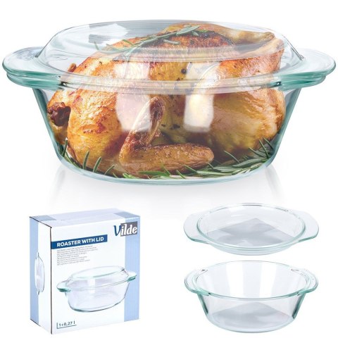 Naczynie żaroodporne z pokrywką szklane do zapiekania 1L + 270ml VILDE 259600
