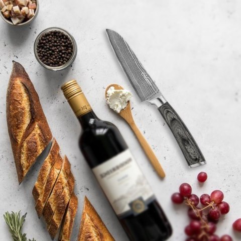 NÓŻ SANTOKU 12.5CM ZE STALI DAMASCEŃSKIEJ POJEDYNCZY KUCHENNY MAESTRO MR-1482