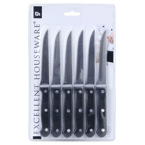 NOŻE DO STEKÓW BURGERÓW PIZZY MIĘS SZTUĆCE STALOWE 6 SZTUK NÓŻ EXCELLENT HOUSEWARE 139130