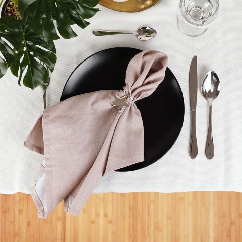 Obrączki pierścienie na serwetki metalowe srebrne gwiazdki 4cm 4 sztuki VILDE 139230