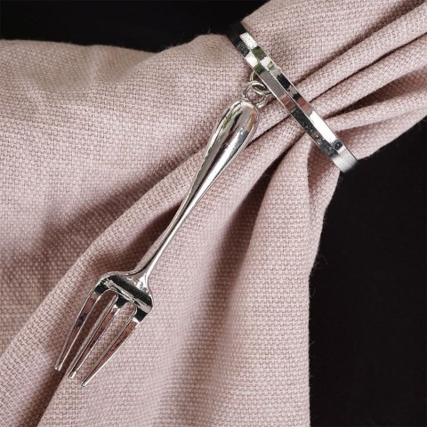 Obrączki pierścienie na serwetki metalowe srebrne sztućce 4cm 4 sztuki VILDE 139232