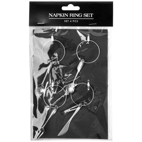 Obrączki pierścienie na serwetki metalowe srebrne sztućce 4cm 4 sztuki VILDE 139232