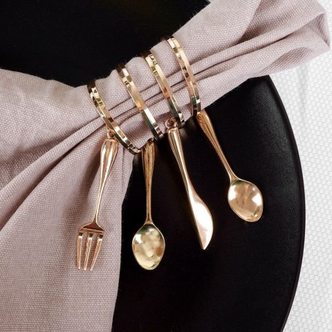 Obrączki pierścienie na serwetki metalowe złote sztućce 4cm 4 sztuki VILDE 139231