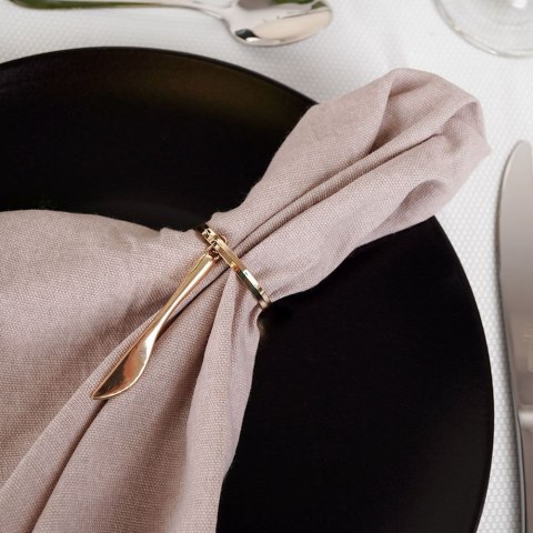 Obrączki pierścienie na serwetki metalowe złote sztućce 4cm 4 sztuki VILDE 139231