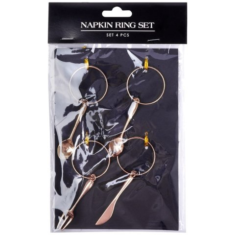 Obrączki pierścienie na serwetki metalowe złote sztućce 4cm 4 sztuki VILDE 139231