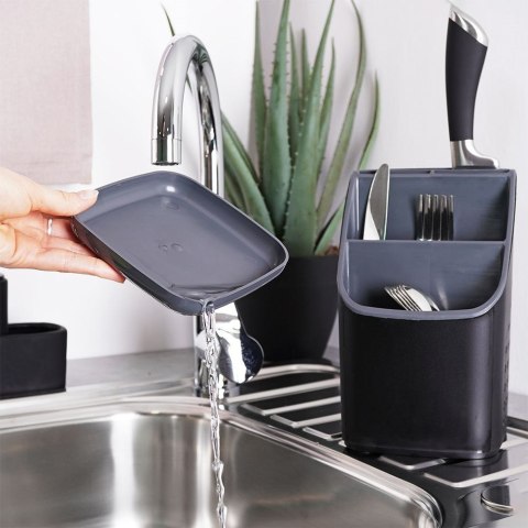 Ociekacz stojak na sztućce przybory uniwersalny czarny VILDE 229074