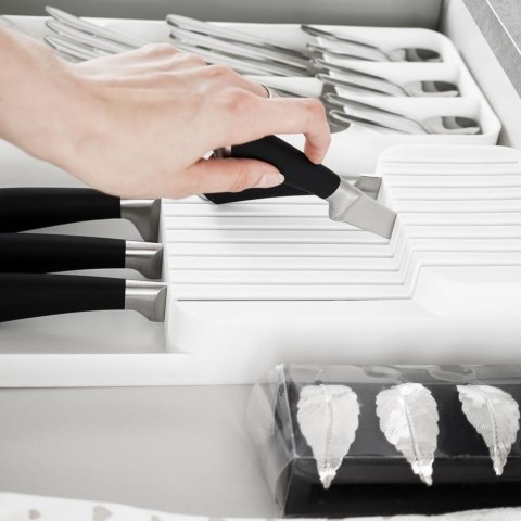 Organizer na noże przybory sztućce do szuflady biały 39x14.5x7.5cm VILDE 229012-B