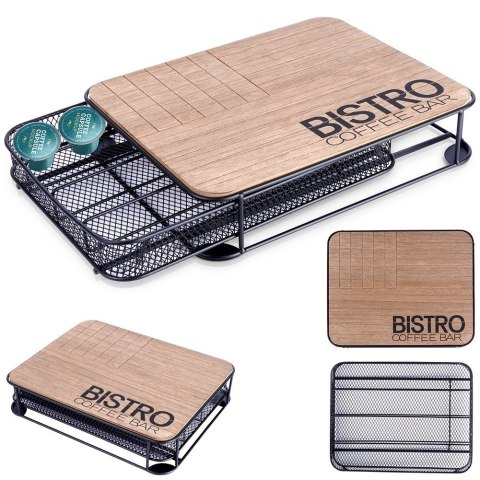 Organizer pojemnik na kapsułki do kawy metalowy czarny 30.5x24x6.5cm BISTRO VILDE 229101