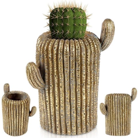 Osłona na doniczkę doniczki duża cementowa osłonka ozdobna złota kaktus 34.5cm VILDE 339456