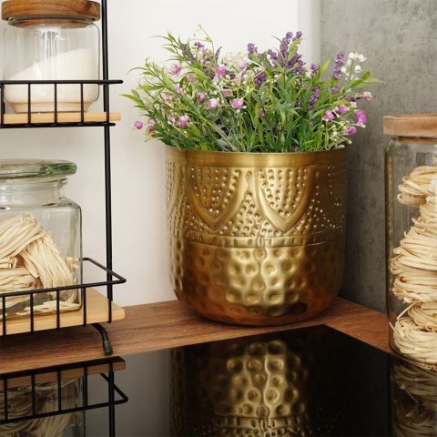 Osłona na doniczkę doniczki osłonka niska metalowa złota 19x18cm VILDE 569416