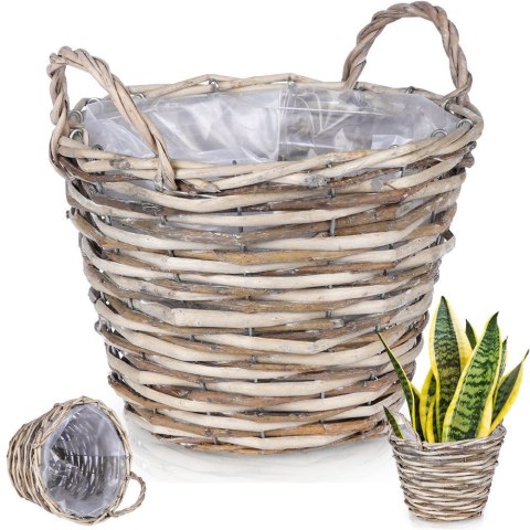 Osłona na doniczki osłonka wiklinowa niska beżowa doniczka 27x27cm VILDE 339168-S