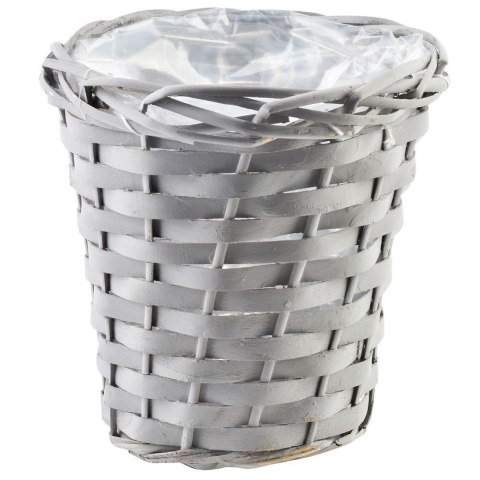 Osłona na doniczki osłonka wiklinowa niska doniczka szara 16x17cm VILDE 339279