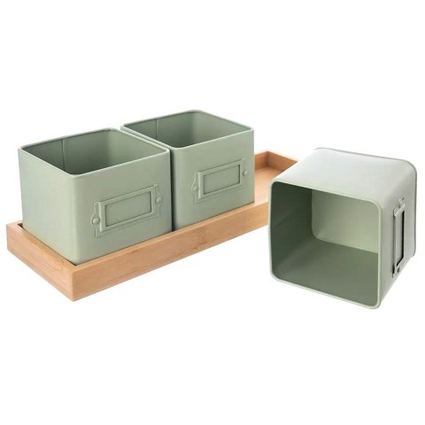 Osłonki na doniczki osłona doniczka na zioła na podstawce zielona metalowa GREENISH 4-ele ORION 310629