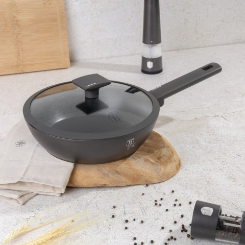 PATELNIA GŁĘBOKA TYTANOWA Z POKRYWKĄ 24CM BERLINGER HAUS ANTRACIT BH-8122