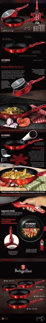 PATELNIA GRANITOWA 24CM BERLINGER HAUS METALLIC BURGUNDY LINE BH-1252-N