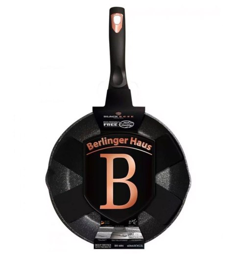 PATELNIA GRANITOWA 24CM WYLEWEKI GŁĘBOKA BERLINGER HAUS BLACK ROSE BH-6184