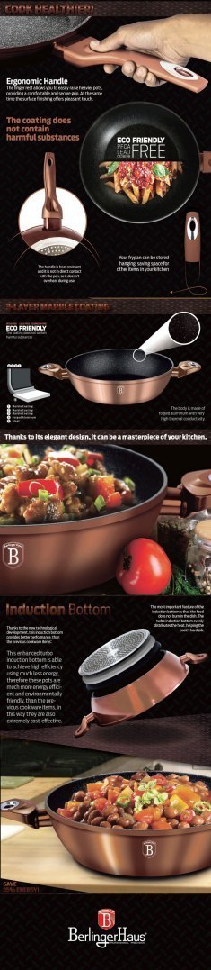 PATELNIA GRANITOWA / WOK 28CM BERLINGER HAUS METALLIC LINE ROSE GOLD BH-1512-N