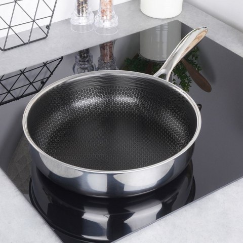 Patelnia głęboka stalowa ze stali nierdzewnej NON-STICK indukcja COOKCELL 28 cm ORION 112983