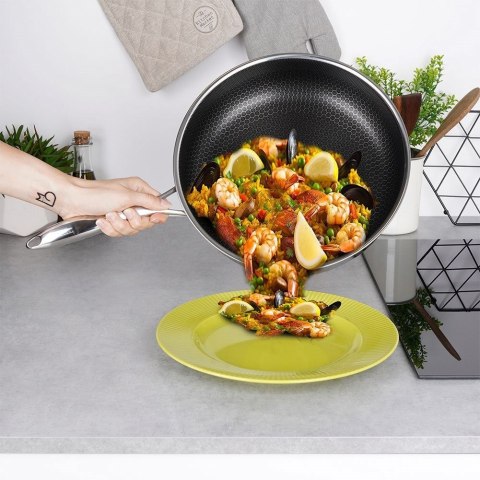 Patelnia głęboka stalowa ze stali nierdzewnej NON-STICK indukcja COOKCELL 28 cm ORION 112983
