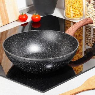 Patelnia głęboka wok granitowa NON-STICK indukcja BLACK&WOOD 28 cm VILDE 199079