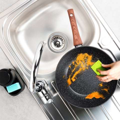 Patelnia głęboka wok granitowa NON-STICK indukcja BLACK&WOOD 28 cm VILDE 199079