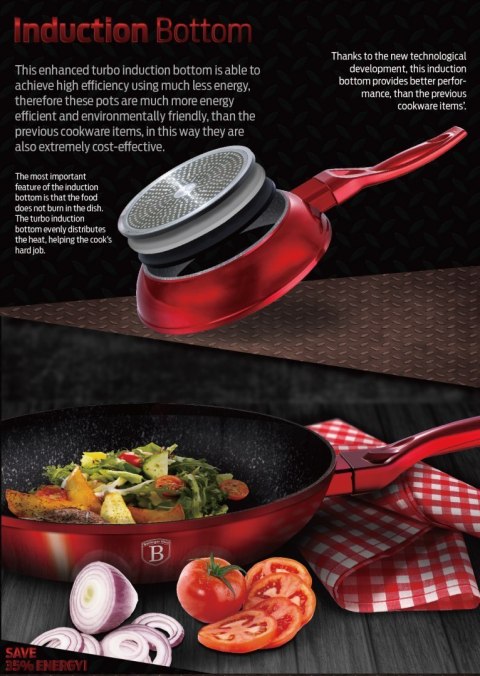 PATELNIA GRANITOWA 28CM BERLINGER HAUS METALLIC LINE RED BH-1253